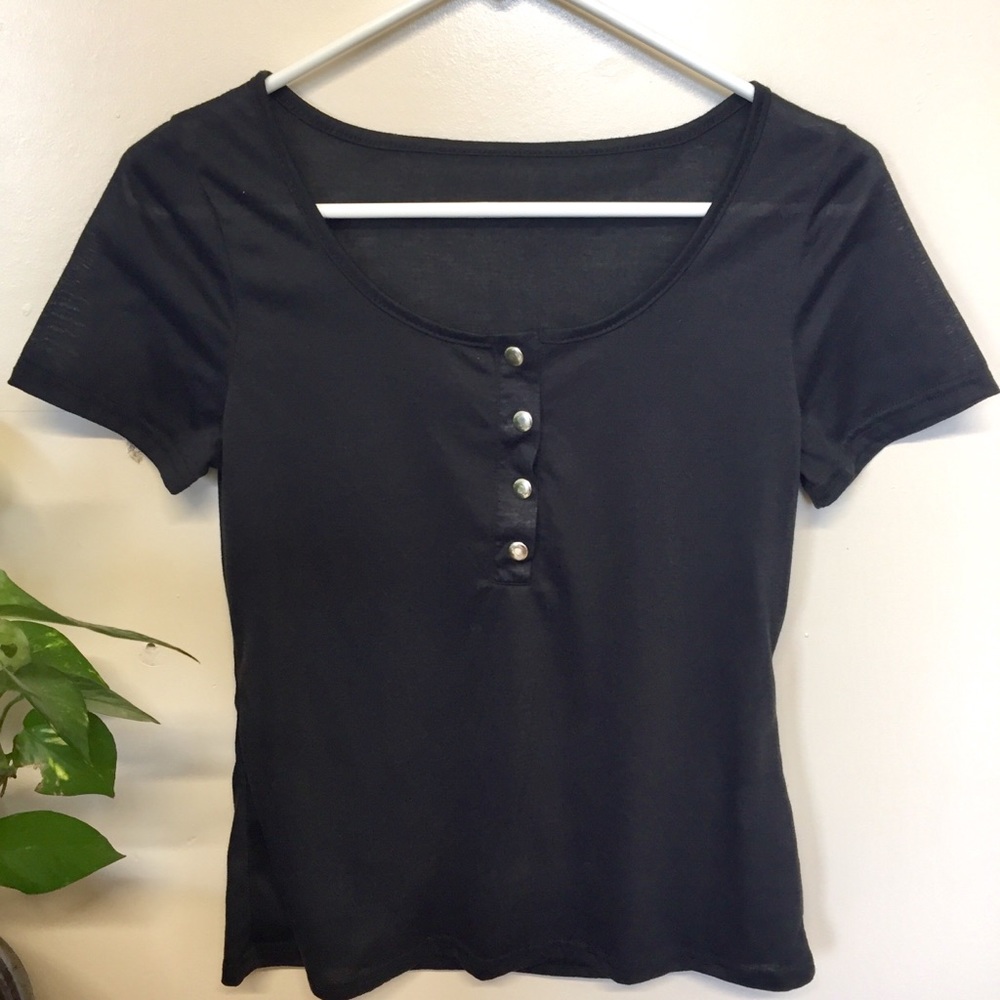 Snap Button Henley Tee - Picture 3 of 4